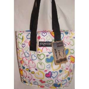    Jansport Classic Tote Bag White Multi Scribble Hearts Baby