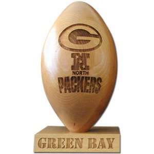 Green Bay Packers Mini Laser Engraved Logo Wood Football  