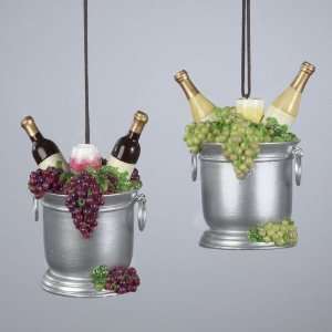 Pack of 12 Tuscan Winery Ice Bucket with Bottles and Grapes Christmas 