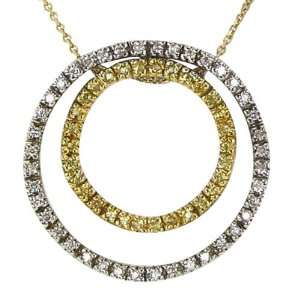 Circle Shape Pendant in Gold & Diamonds and Yellow Sapphires