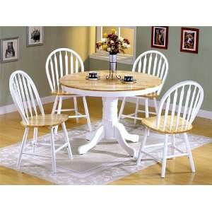   Wood Round Dining Table +4 Windsor Chairs Set Furniture & Decor
