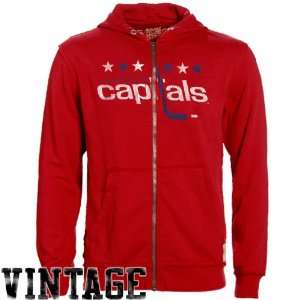   Capitals Red Raw Edge Full Zip Hoodie Sweatshirt