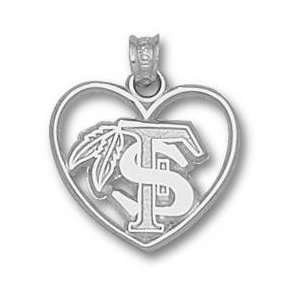 NCAA Officially Licensed Florida State FS Feather Heart Pendant 