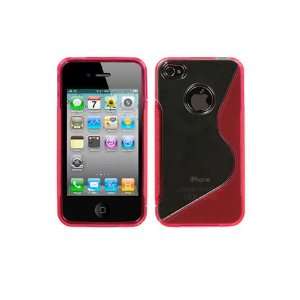  IGg Hybird TPU Two Tone Case For iPhone 4   Clear/Pink (S 