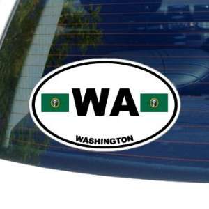  WA WASHINGTON State Auto Oval Flag   Window Bumper Laptop 