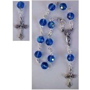  Rosary ~ Blue Sapphire Crystal Beads Rosary Bracelet 
