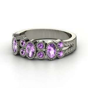  Hopscotch Band, Sterling Silver Ring with Amethyst 