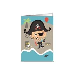  Pirate on treasure island birthday card Card Toys & Games