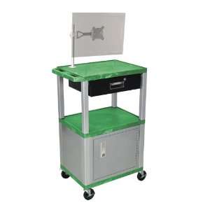   Cabinet, Monitor Mount and Drawer Green and Nickel