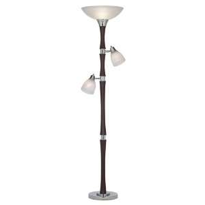   Walnut Chrome With Side Lights Torchiere Floor Lamp