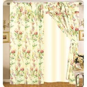  Floral Print Curtain Set w / Tassel Valance Lace