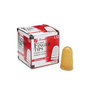  Rubber Finger Tips, Size 12, Medium/Large, Amber, 12/Pack 