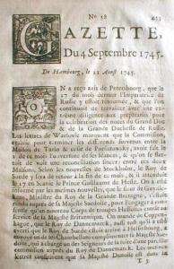 Rare 1745 newspaper GAZETTE de FRANCE Paris 265 yrs old  