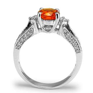   Gold Orange Sapphire Diamond Ring Ring Sizes 4 to 9.5 #R1460  