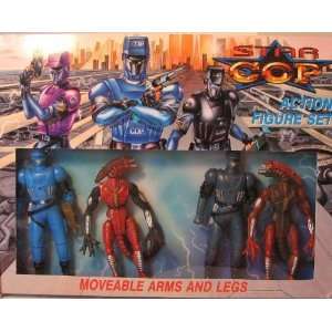   Star Cops Set of four 6 inch figures 2 cops + 2 aliens Toys & Games