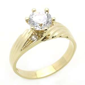   Engagement Ring 1ctw CZ Cubic Zirconia Solitaire Yellow Gold Ring