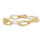 sterling silver 7 two tone ribbed polished link brac one