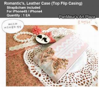 Apple iPhone4 Leather Case Cover (Romantic+strap&cham)  