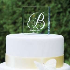   Weddings Engraved Initial Cake Topper