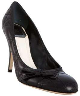 Christian Dior black cannage leather ribbon pumps   