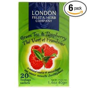 London Fruit and Herb Company Green Tea, Raspberry, 20 count (Pack of 