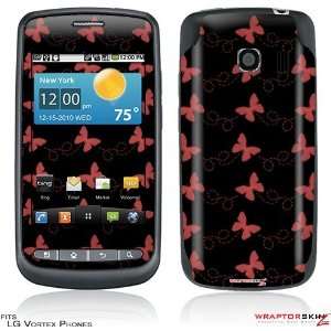  LG Vortex Skin   Pastel Butterflies Red on Black by 
