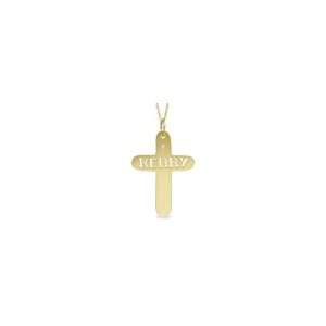 ZALES Pierced Block Name Cross Pendant with Diamond Accent in 10K Gold 