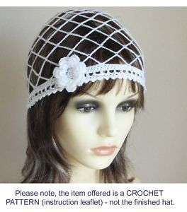 CROCHET PATTERN / Instructions JULIET CAP beanie hat, wedding, bridal 