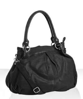 Sorial black perforated leather pleat front satchel   up to 70 