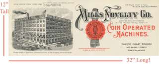 Mills Novelty Ad Poster San Francisco Building 1908 Antique Slot 
