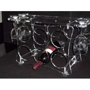 Acrylic Wine Rack with 4 Engraved Wine Glasses 