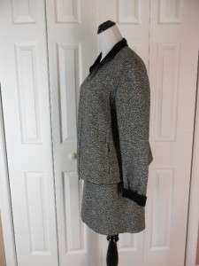 Brooks Brothers Size 10 12 Black White Suit Blazer Jacket Skirt 