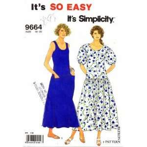  Simplicity 9664 Sewing Pattern Misses Drop Waist Pullover Dress 