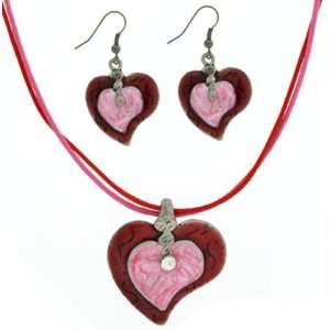 Ladies and Girls Charming Cute Pink and Red Cecilia Heart Necklace 