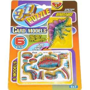  Dinosaur 3D Puzzle Mini Card Models, Set of 6 Toys 