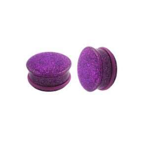  Purple All Over Glitter Acrylic Single Flare Plugs   0G 