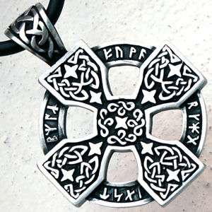 Celtic Knot Irish Solar Cross Pewter Pendant w Choker  