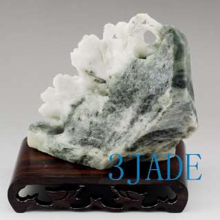 Natural Dushan Jade Carving / Sculpture Flowers Statue  