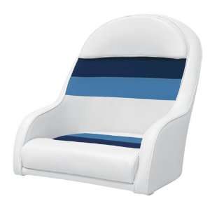   8WD120LS 1008 White/Navy/Blue Bucket Style Captain Chair Automotive