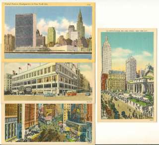   Postcard Lot NYC Sites Linen Unused Times Square Fifth Ave. ++  