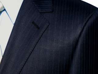   Valentino $1295 Navy Blue Pinstripe 2B Cashmere Wool Mens Dress Suit