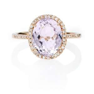  Diamond and Pink Amethyst 14k Rose Gold Ring Jewelry