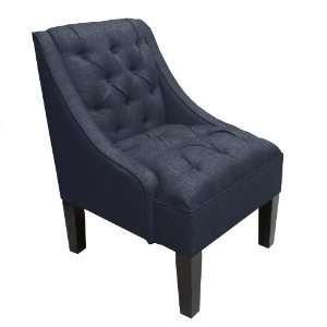   Skyline Furniture Tufted Swoop Arm Chair in Linen Navy