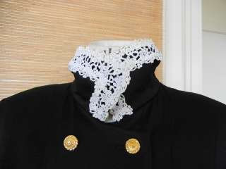 CHANEL Vintage Jacket WHITE lace trim heaps gold btns  