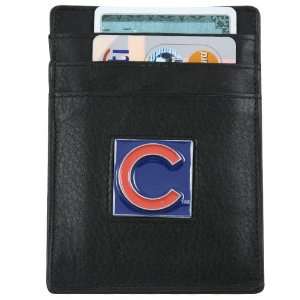  MLB Chicago Cubs Black Leather Money Clip and Business 