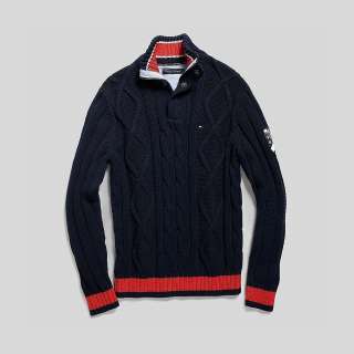 Tommy Hilfiger HALF ZIP CABLE MOCK SWEATER  