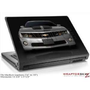  Medium Laptop Skin 2010 Chevy Camaro Silver Black Stripes 
