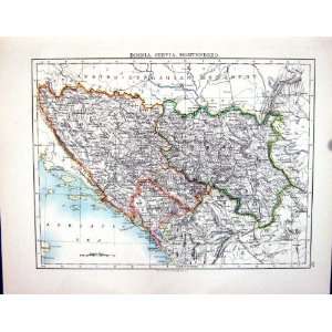  Johnston Antique Map 1898 Bosnia Servia Montenegro 