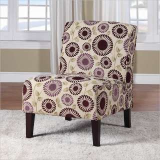 Linon Lily Slipper Chair Purple Floral Club Chairs 753793865706  