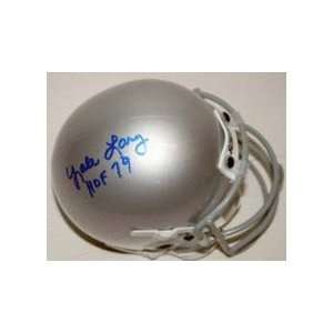 Yale Lary Autographed Detroit Lions Schutt Throwback Mini Helmet with 
